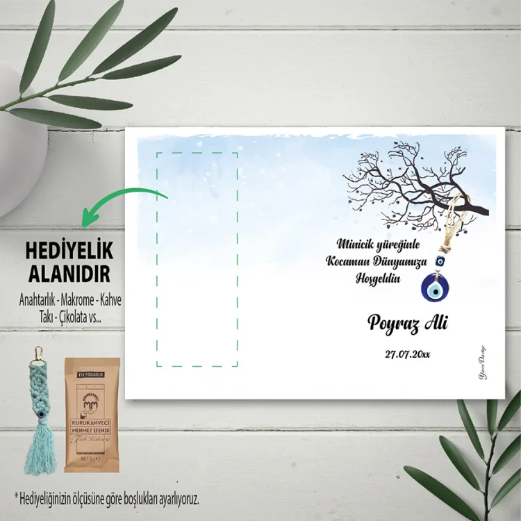 Hediyelik Kartı 0068 - Mavi , Nazar Boncuk Temalı Hediyelik Kartlar