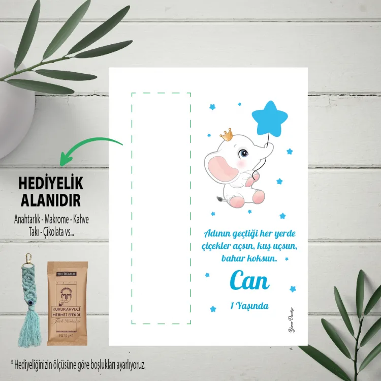 Hediyelik Kartı 0073 - Doğum Günü Hediye Anahtarlık Kartı