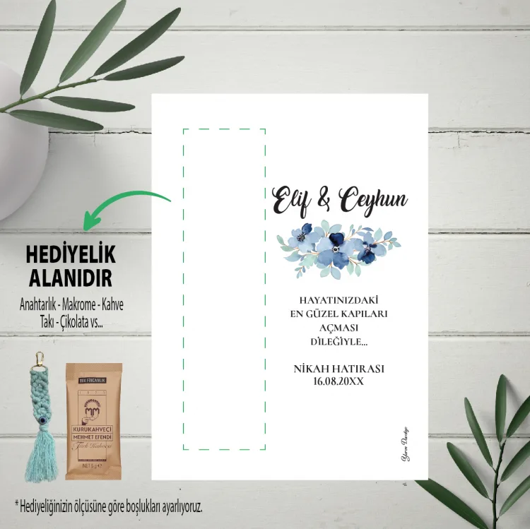 Hediyelik Kartı 0077 - Nikah Hatırası Hediye Anahtarlık Kartı