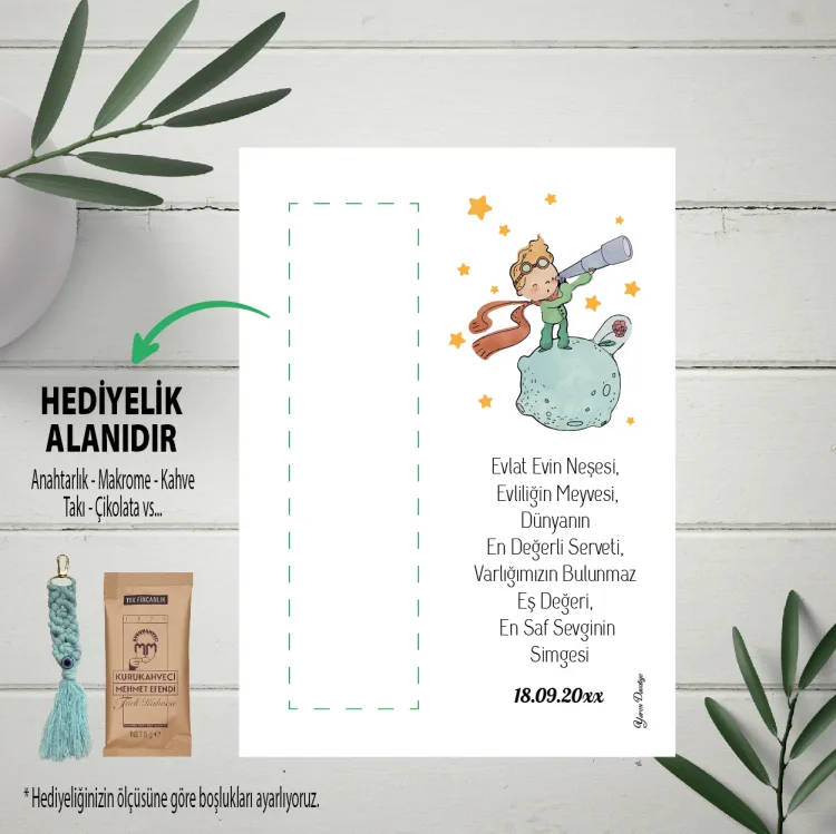 Hediyelik Kartı 0078 - Küçük Prens Temalı Anahtarlık Kartı