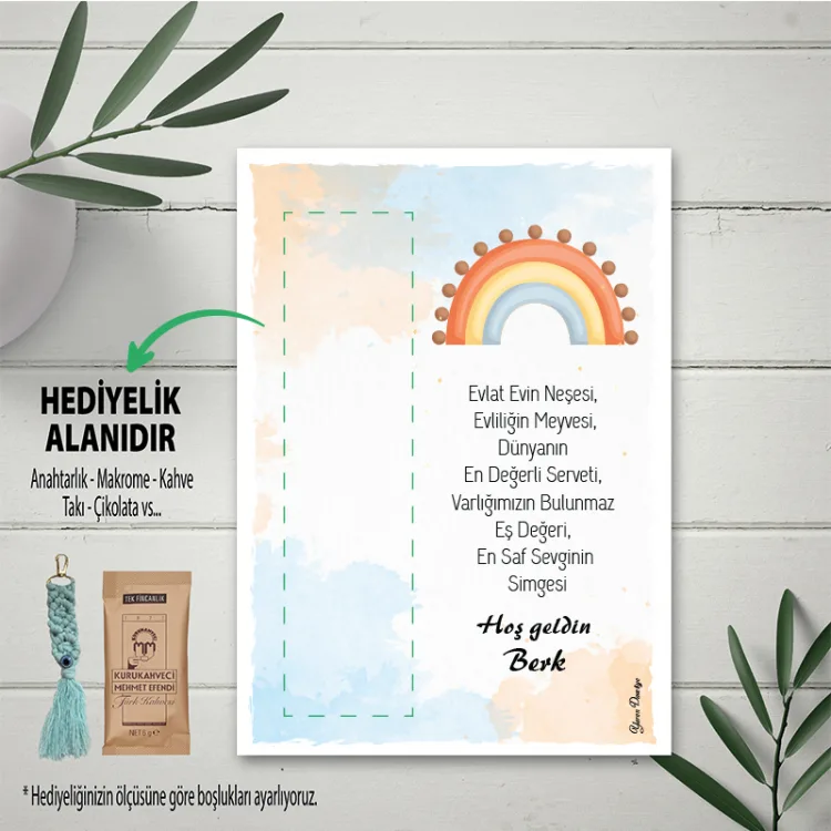 Hediyelik Kartı 0080 - Gökkuşağı Tasarım Doğum Günü Hatırası Kartlar