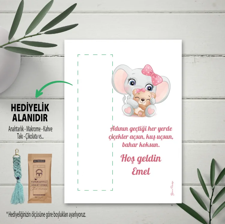 Hediyelik Kartı 0086 - Makrome Anahtarlık Kartı