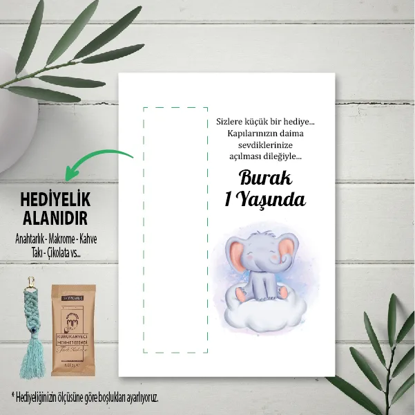 Hediyelik Kartı 0088 - Doğum Günü Hediyeli Makrome Anahtarlık Kartı