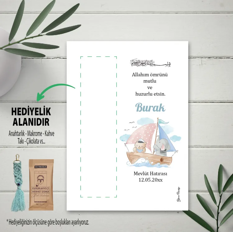 Hediyelik Kartı 0090 - Bebek Mevlit  Hatırası Kartlar