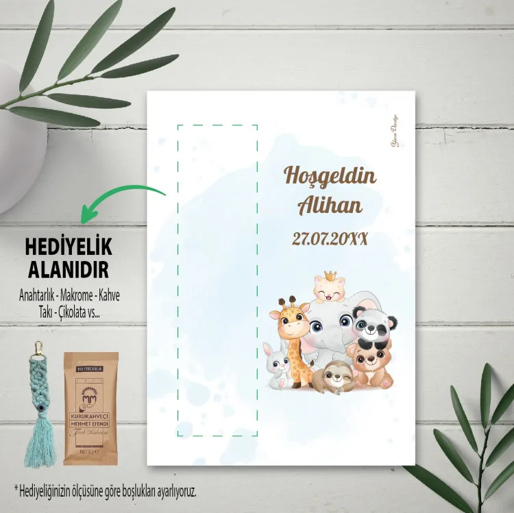 Hediyelik Kartı 0094 - Safari Temalı Doğum Günü Hatırası Kartlar