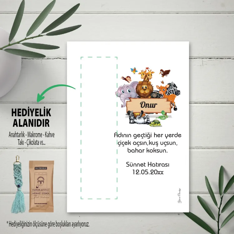 Hediyelik Kartı 0096 - Safari Temalı Anahtarlık  Kartlar