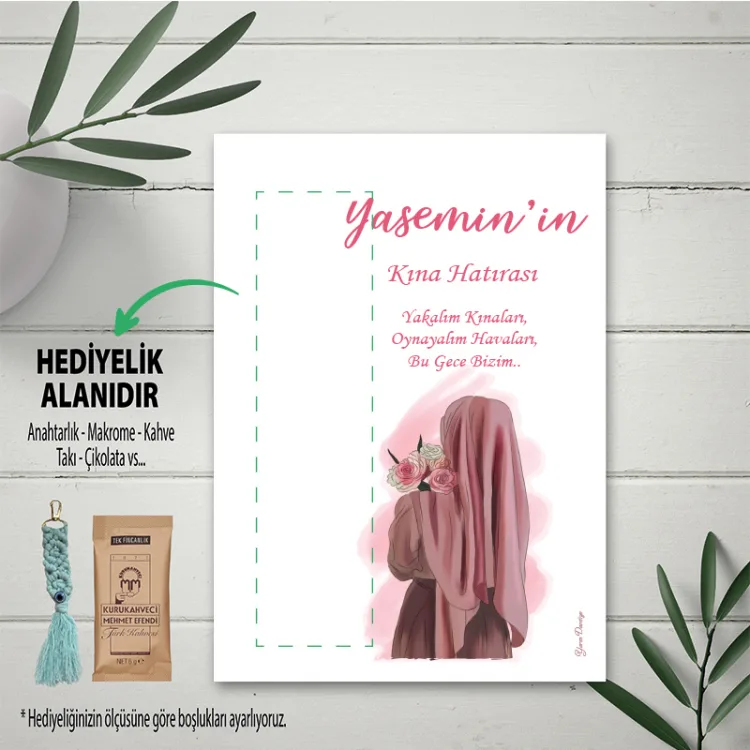 Hediyelik Kartı 0100 - Tesettürlü Kına Kızı Hediyelik Kart