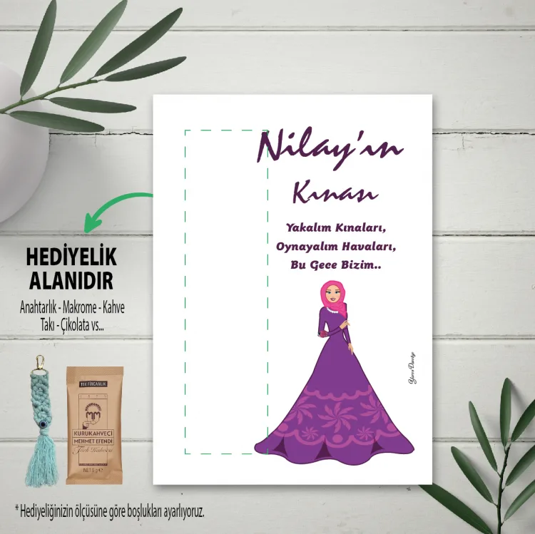 Hediyelik Kartı 0101 - Tesettürlü Kına Kızı Tasarım Kartlar