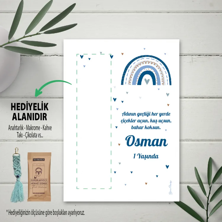 Hediyelik Kartı 0108 - Mavi Gökkuşağı Anahtarlık Kartı