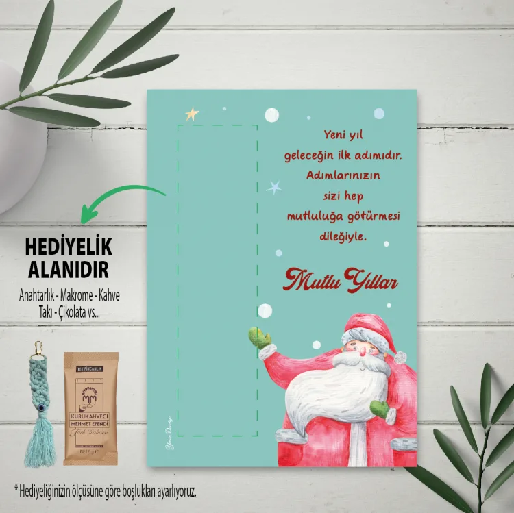 Hediyelik Kartı 0119 - Noel Baba  - Yılbaşı - Yeni Yıl - Mutlu Yıllar Tasarım Hediye Kartları
