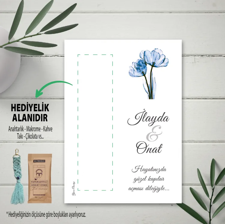 Hediyelik Kartı 0123 - Düğün Hatırası Anahtarlık Kartı