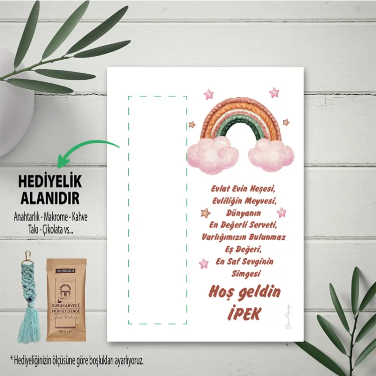 Hediyelik Kartı 0126 - Gökkuşağı Tasarım Doğum Günü Hatırası