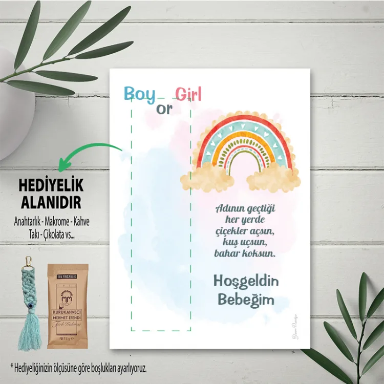 Hediyelik Kartı 0133 - Gökkuşağı Tasarım Doğum Günü Hediyesi Kartı 