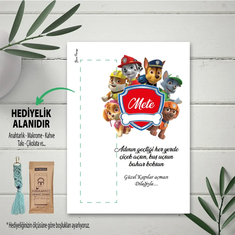 Hediyelik Kartı 0157 - Paw Patrol Temalı Hediyelik Kartı