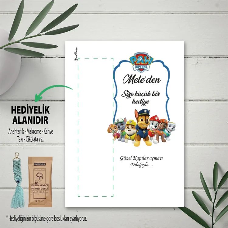 Hediyelik Kartı 0158 - Paw Patrol Temalı Hediyelik Kartı
