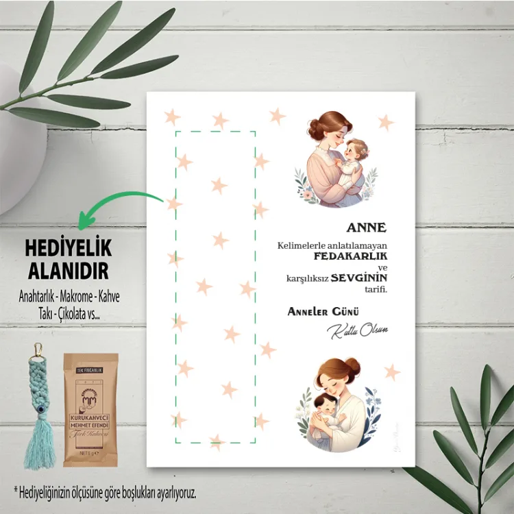 Hediyelik Kartı 0168 - Anneler Günü Temalı Anahtarlık Kartı