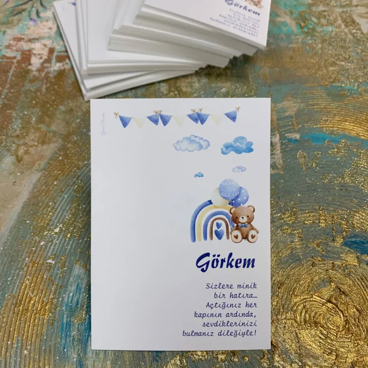 Hediyelik Kartı 0183 - Ayıcık Temalı Bebek Anahtarlık Kartı - Detay Görseli 1