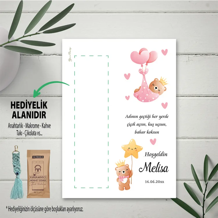 Hediyelik Kartı 0197 - Sevimli Ayıcık Tasarım Doğum Günü Hatırası Kartlar