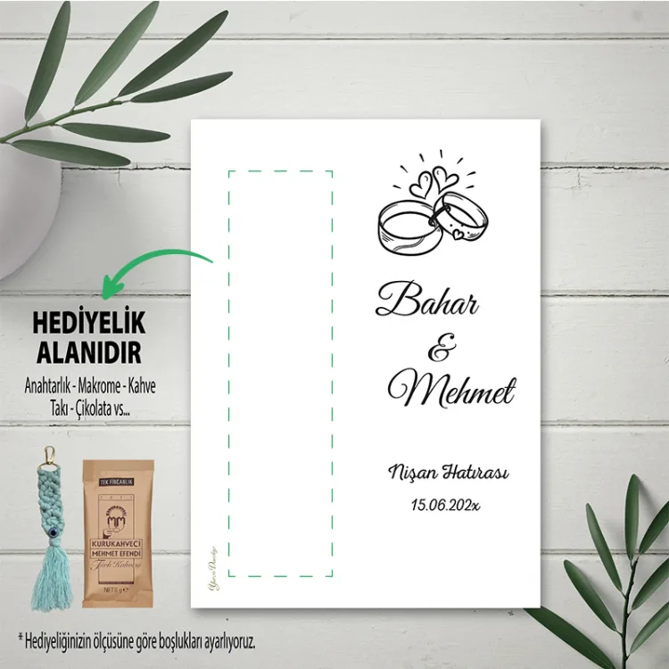 Hediyelik Kartı 0201 - Yüzük Temalı Nişan Hatırası Hediye Kartı