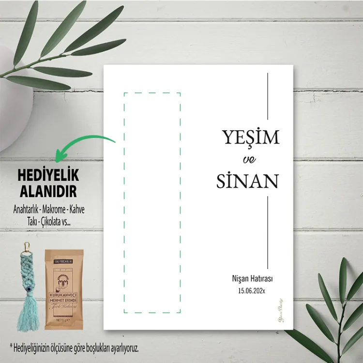 Hediyelik Kartı 0202 - Nişan Hatırası Makrome Anahtarlık Kartı