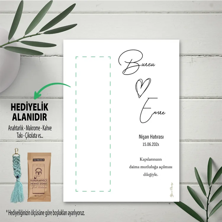 Hediyelik Kartı 0203 - Nikah Hatırası Makrome Anahtarlık Kartı
