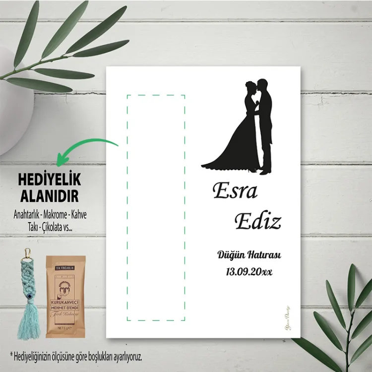 Hediyelik Kartı 0204 - Düğün Hatırası Makrome Anahtarlık Kartı