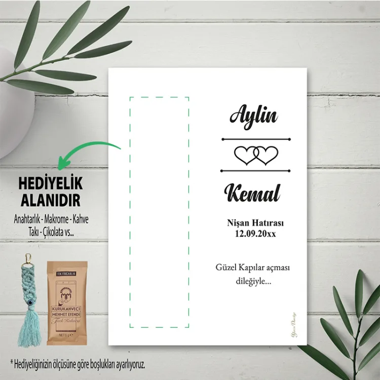 Hediyelik Kartı 0205 - Nişan Hatırası Makrome Anahtarlık Kartı