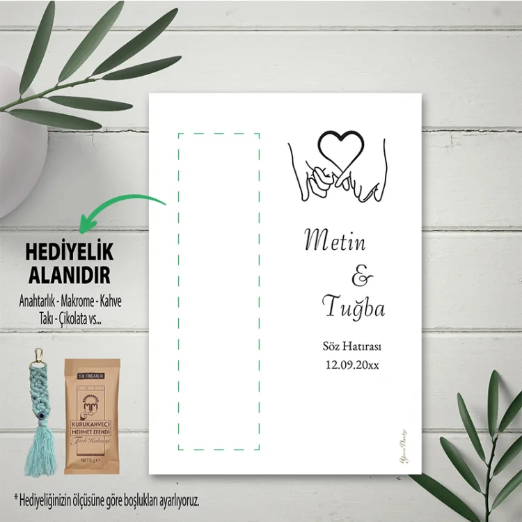 Hediyelik Kartı 0207 - Nişan Hatırası Makrome Anahtarlık Kartı