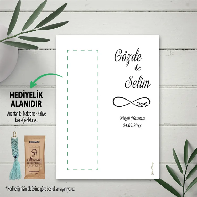 Hediyelik Kartı 0209 - Nikah Hatırası Makrome Anahtarlık Kartı