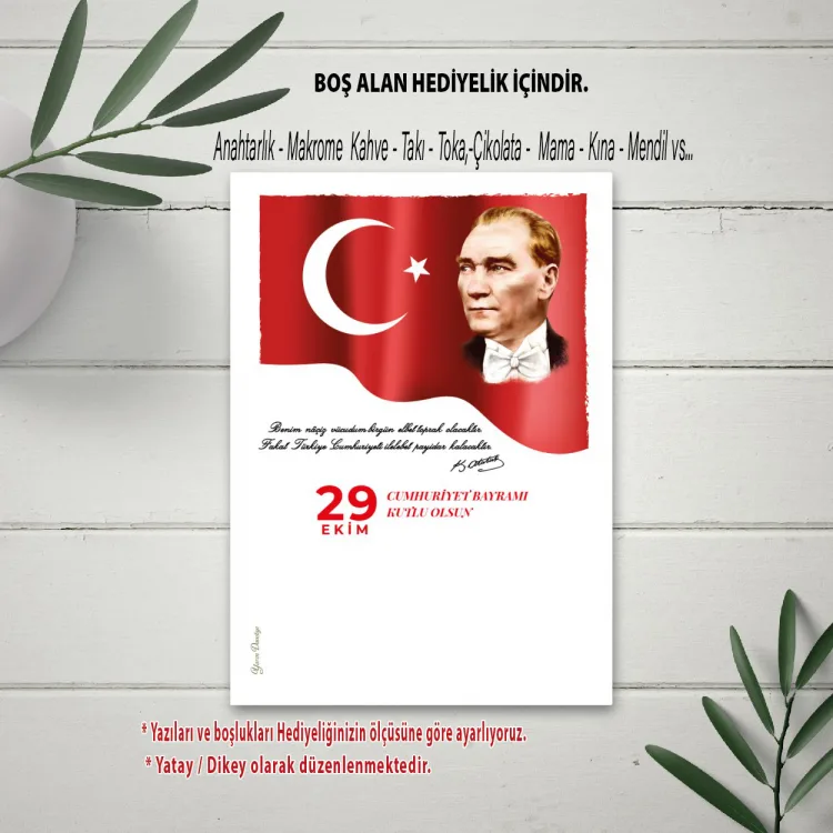Hediyelik Kartı 0210 - 29 Ekim Cumhuriyet Bayramı Temalı Anahtarlık Kartı - Detay Görseli 2