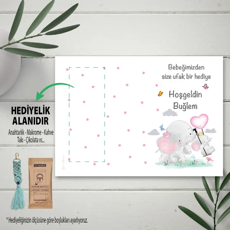 Hediyelik Kartı 0234 - Sevimli Fil Tasarımı Hediyelik Kart