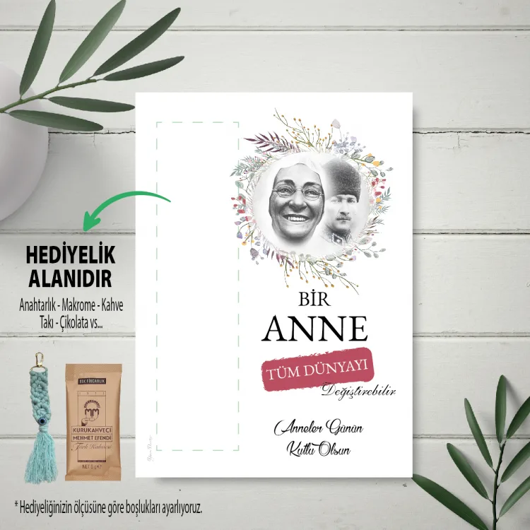 Hediyelik Kartı 0242 - Zübeyde Hanım Atatürk Tasarım Anneler Günü Kartı