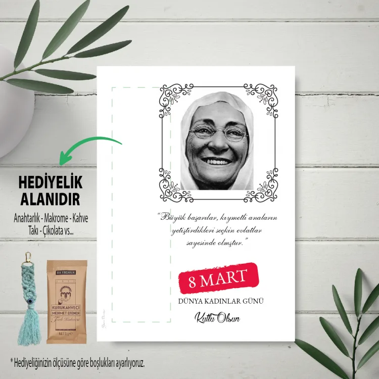 Hediyelik Kartı 0243 - Zübeyde Hanım Tasarım 8 Mart Kadınlar Günü Kartları
