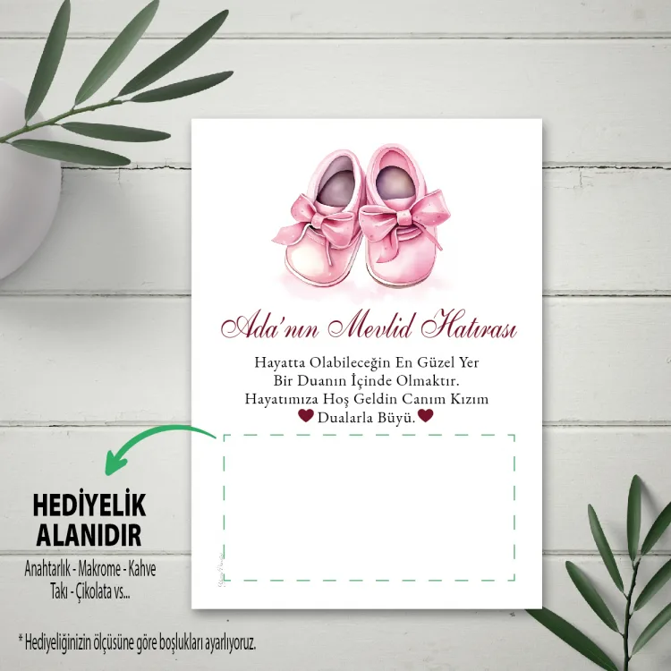 Hediyelik Kartı 0245 - Yenidoğan Kız Bebek Hediyelik Kart Tasarımı