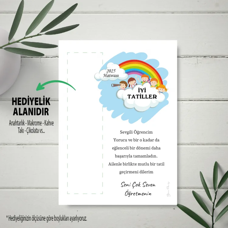 Hediyelik Kartı 0248 - Ara Tatil Karne Hatırası, Karne Hediyesi Kart
