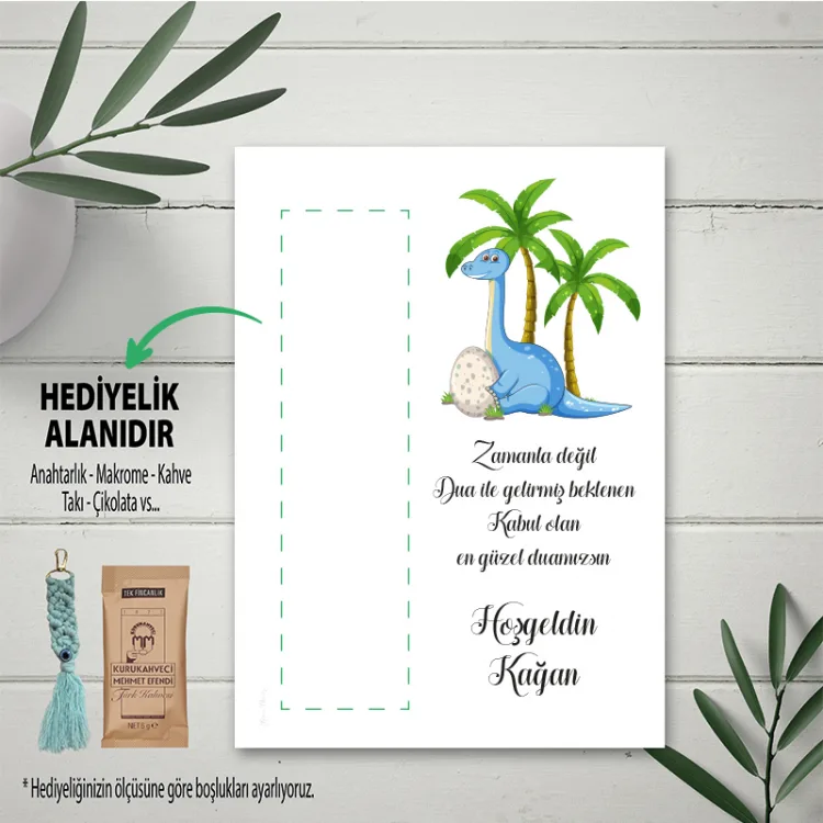 Hediyelik Kartı 0259 - Dinazor Temalı Anahtarlık Kartı