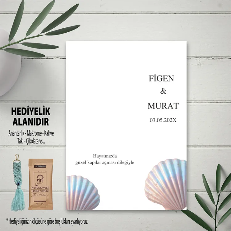 Hediyelik Kartı 0261 - Deniz Kabuğu Temalı Anahtarlık Kartı
