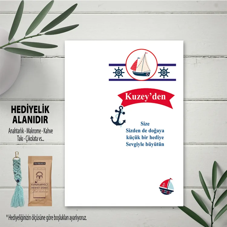 Hediyelik Kartı 0268 - Denizci Temalı Anahtarlık Kartı