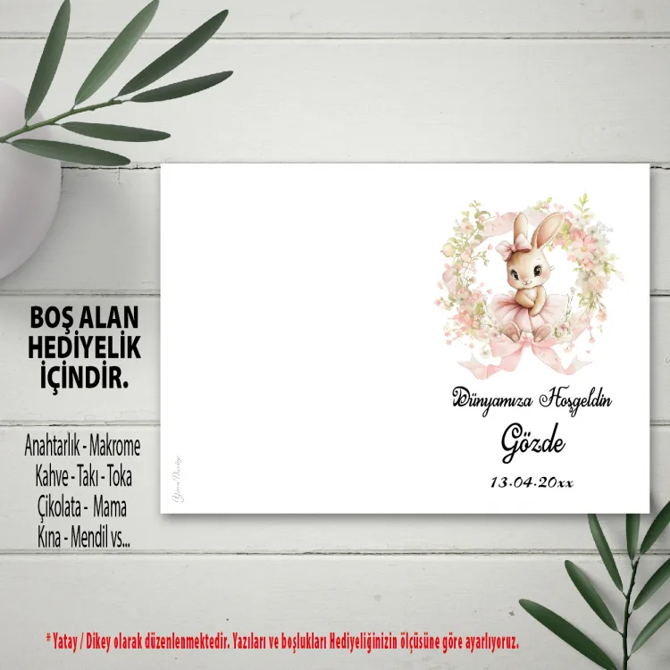 Hediyelik Kartı 0271 - Sevimli Tavşan Tasarım - Detay Görseli 1