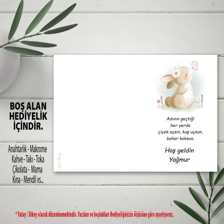 Hediyelik Kartı 0273 - Sevimli Tavşan Tasarım - Detay Görseli 1