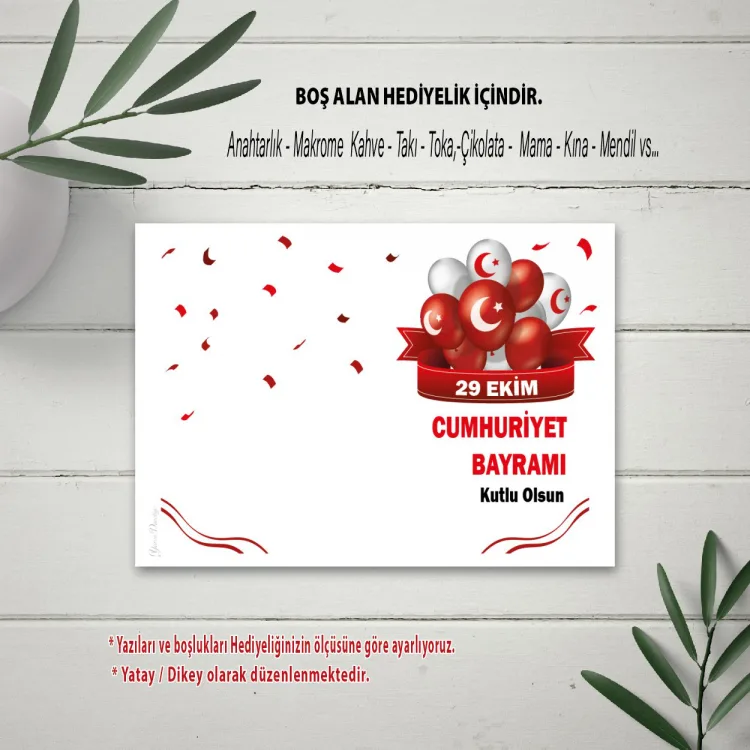Hediyelik Kartı 0274 - 29 EKİM Cumhuriyet Bayramı Tasarım - Detay Görseli 1