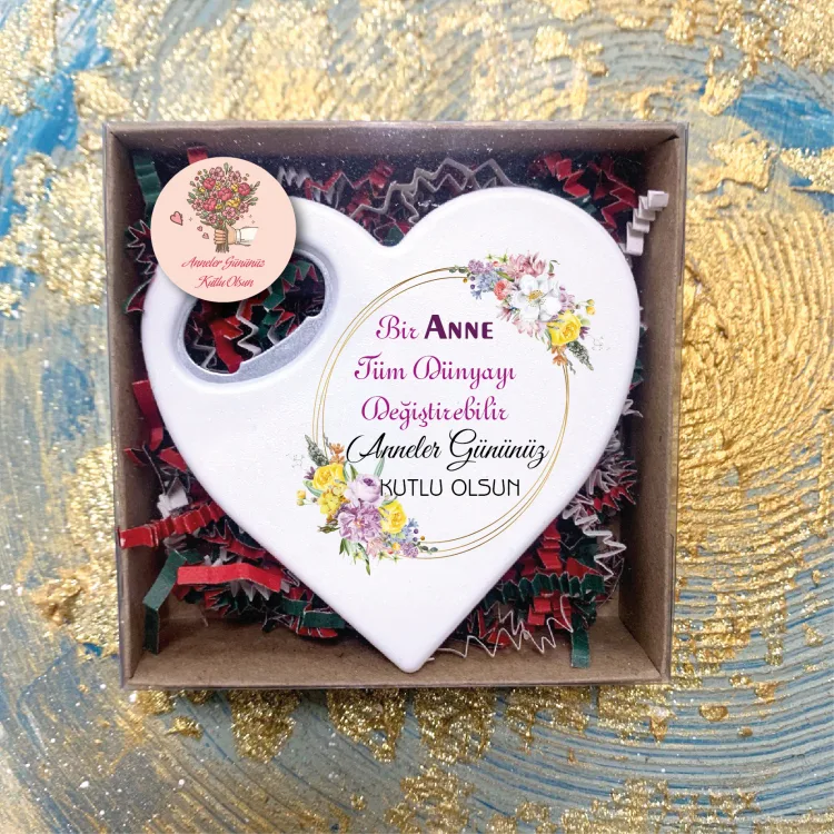 Kalp Açacaklı Magnet Anneler Günü Hediye Set - 08