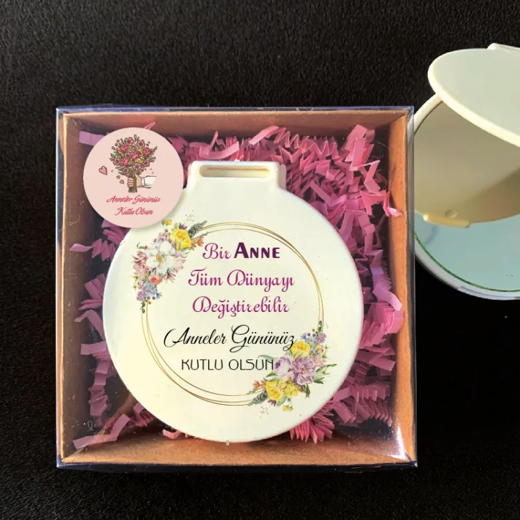 Cep Aynası Yuvarlak - Anneler Günü Hediye Set - 08 