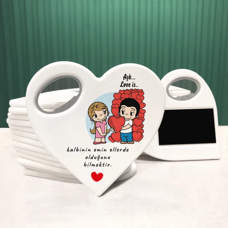 Kalp Açacaklı Magnet 14 Şubat Sevgililer Günü Hediye Set - 03 - Detay Görseli 1