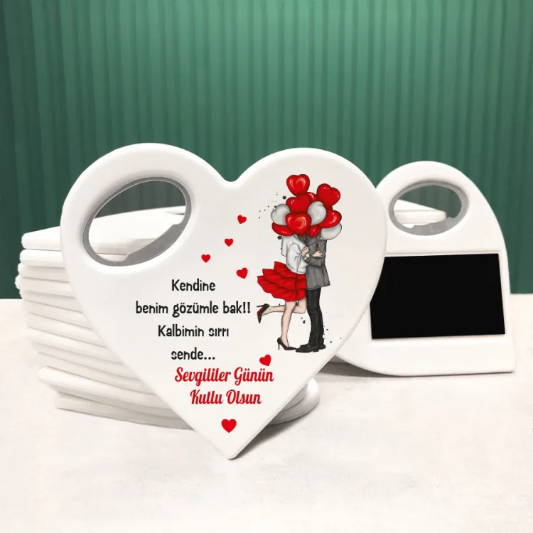Kalp Açacaklı Magnet 14 Şubat Sevgililer Günü Hediye Set - 01  - Detay Görseli 1