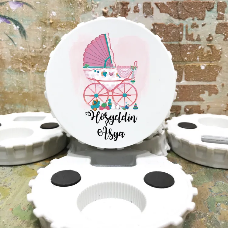 Kapak Magnet Açacaklı 828 - Pembe Bebek Arabası Tasarım