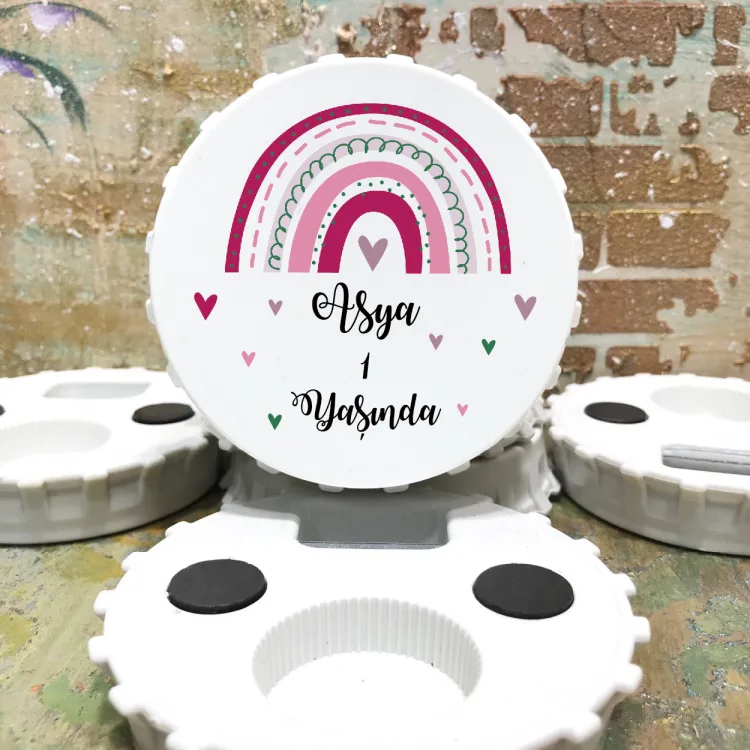Kapak Magnet Açacaklı 841 - Pembe Gökkuşağı Tasarım