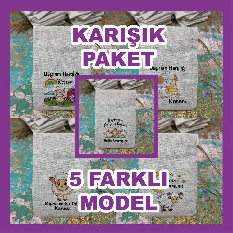 Baskılı Kese 0560 Karışık - Kurban Bayram Harçlığı Hediyelik Kesesi - Detay Görseli 1