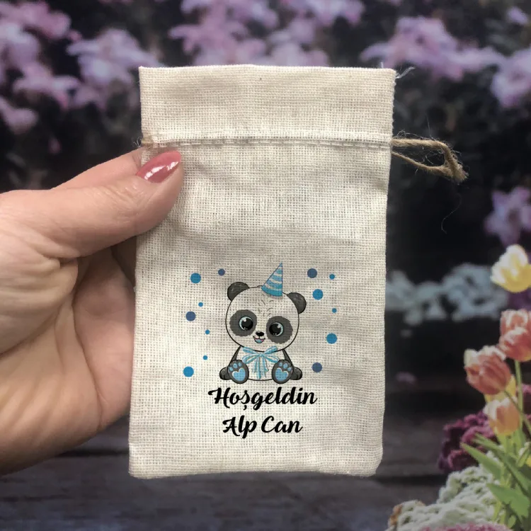 Baskılı Kese 0010 - Panda Temalı Hediyelik Kese - Detay Görseli 1