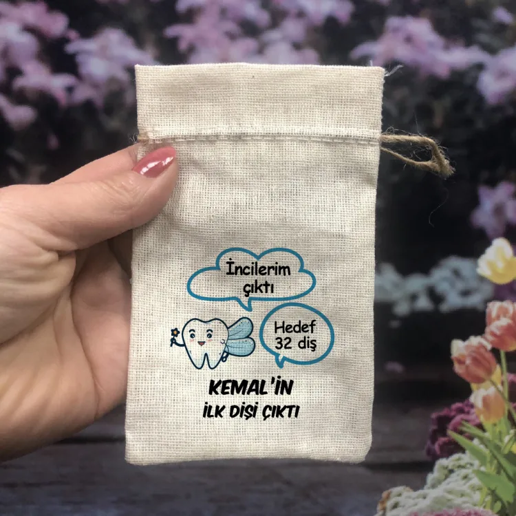 Baskılı Kese 0033 Mavi Diş Perisi Temalı Hediyelik Kese - Detay Görseli 1